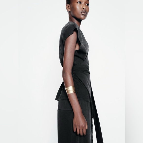 ZARA - NEW HEAVY COTTON WASHED T-SHIRT - CHARCOAL - Picture 5 of 5